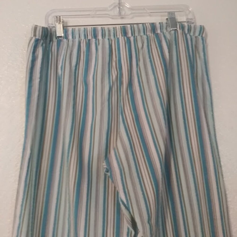 Secret Treasures women's size M (8-10) white, blue and green striped woven pants - Picture 5 of 12